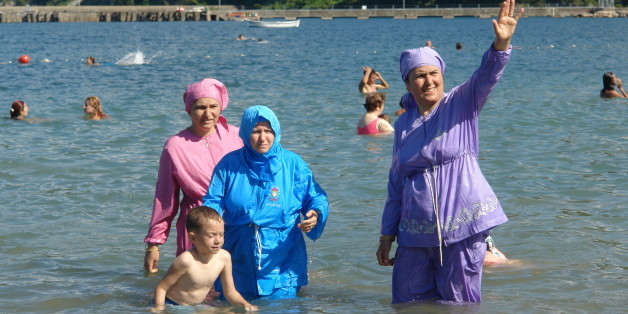 We believe this bikini for modest women was invented in Amsterdam a few years ago. They are just starting to make their way into Turkish beaches (pictured here in Amasra).Some French mayor got very upset about this and banned a woman from a local public pool last week for wearing a burkini.I can't help there is a degree of Islamophobia here, especially when I look at how western European women approached the sea a century (or less) ago...