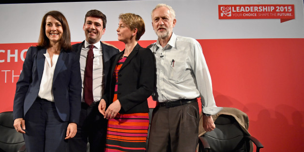 GLASGOW, SCOTLAND - JULY 10: Labours candidates for Leader and Deputy Leader Liz Kendall, Andy Burnham, Yvette Cooper and Jeremy Corbyn take part in a hustings in The Old Fruitmarket, Candleriggs on July 10, 2015 in Glasgow, Scotland. The four candidates for the Labour Leader ship Andy Burnham, Liz Kendall, Jeremy Corbyn and Yvette Cooper faced questions on a range of issues including immigration, welfare and the economy. (Photo by Jeff J Mitchell/Getty Images)