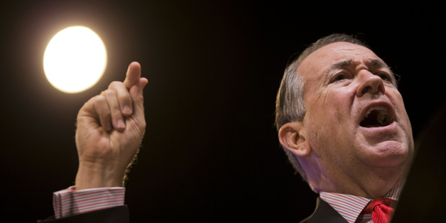 Republican presidential candidate Mike Huckabee speaks at the RedState Gathering Saturday, Aug. 8, 2015, in Atlanta. (AP Photo/David Goldman)