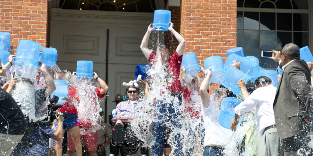 On Monday, August 10th, Governor Charlie Baker and Lt. Governor Karyn Polito took part in the ALS âEvery August Until a Cureâ Ice Bucket Challenge at the State House. Co-founder Pete Frates and his family participated alongside the Governor, Lt. Governor, Senate President Rosenberg, Treasurer Goldberg, Auditor Bump, and members of the administration.
(Photo Credit: Joanne DeCaro)