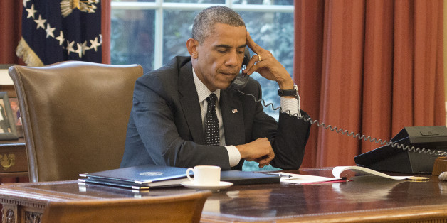 US-Präsident Barack Obama am Telefon