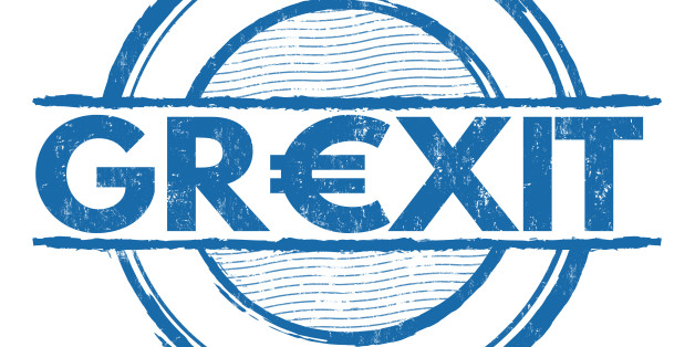 Grexit grunge rubber stamp on white background