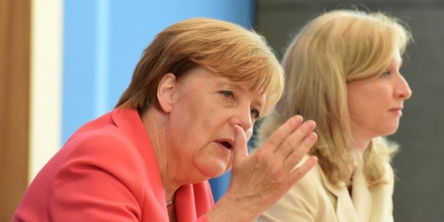 La chancelière allemande Angela Merkel, lors d'une conférence de presse à Berlin le 31 août 2015