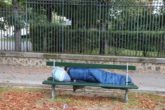 homeless sleeping bench
