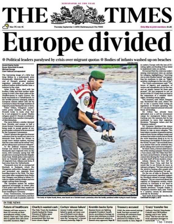 Drowned Syrian Toddler Photo Inspires Graphic, Bold Front Pages On