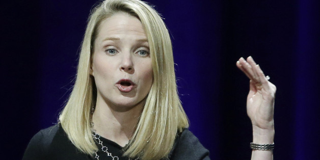 In this Feb. 19, 2015 photo, Yahoo President and CEO Marissa Mayer delivers the keynote address at the first-ever Yahoo Mobile Developer's Conference, in San Francisco. Mayer was the highest paid female CEO in 2014, according to a study carried out by executive compensation data firm Equilar and The Associated Press. (AP Photo/Eric Risberg)