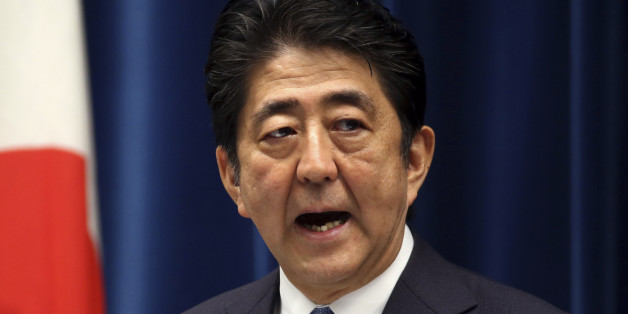 Japanese Prime Minister Shinzo Abe delivers a statement to mark the 70th anniversary of the end of World War II during a press conference at his official residence in Tokyo Friday, Aug. 14, 2015. Abe has expressed "profound grief" for all who perished in World War II in a statement marking the 70th anniversary of the country's surrender. (AP Photo/Eugene Hoshiko)
