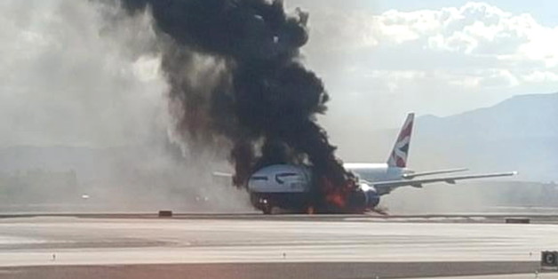 Eine Flugzeug der British Airways fing in Las Vegas Feuer