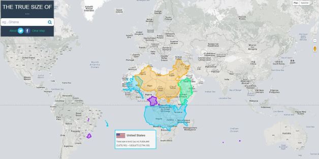 Cette carte du monde permet de représenter les pays dans leur "vraie" taille