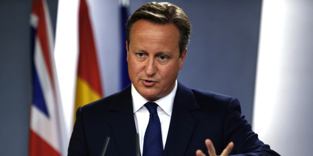 Britain's Prime Minister David Cameron talks to journalists during a joint news conference with his Spanish counterpart Mariano Rajoy after their meeting at the Moncloa Palace in Madrid, Spain, Friday, Sept. 4, 2015. Cameron was on Spain for an official visit after meeting his Portuguese counterpart Pedro Passos Coelho in Lisbon on Friday morning. (AP Photo/Francisco Seco)