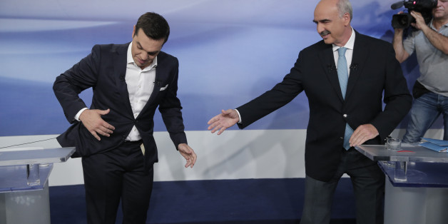 Alexis Tsipras und Evangelos Meimarakis beim TV-Duell