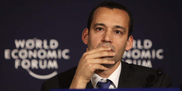 Tunisia's Minister for Infrastructure and Transport Yassine Brahim pauses before answering questions during a media conference regarding recent events in Tunisia at the World Economic Forum in Davos, Switzerland on Saturday, Jan. 29, 2011. (AP Photo/Virginia Mayo)