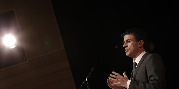 French Prime Minister Manuel Valls delivers a speech during an international conference of anti-terror judges in Paris, France, Wednesday, April 29, 2015. "Even though there are different methods, with different imperatives, we can clearly see there is a terror system linking them all, under the influence of ISIS or others," French Justice minister Christiane Taubira said, using an alternate acronym for the militant group. (AP Photo/Christophe Ena)