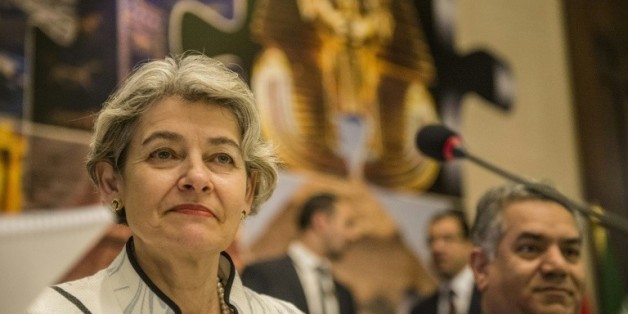 La directrice générale de l'Unesco, Irina Bokova,lors d'une conférence de presse le 13 mai 2015 au Caire