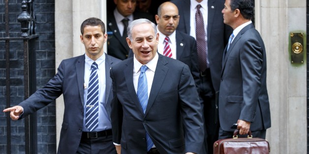 LONDON, UNITED KINGDOM - SEPTEMBER 10: Israeli Prime Minister Benjamin Netanyahu leaves after he met British Prime Minister David Cameron in Downing Street, London, England on September 10, 2015. (Photo by Tolga Akmen/Anadolu Agency/Getty Images)