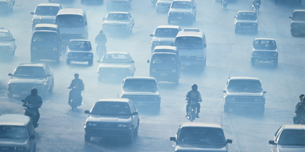 Traffic driving in pollution, Bankok, Thailand