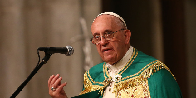 NEW YORK, NY - SEPTEMBER 24: Pope Francis leads a service at St Patrick's Cathedral on September 24, 2015 in New York City. Pope Francis is in New York on a two day visit and will carry out a number of engagements including a Papal motorcade through Central Park and a Mass in Madison Square Garden. (Photo by Carl Court/Getty Images)