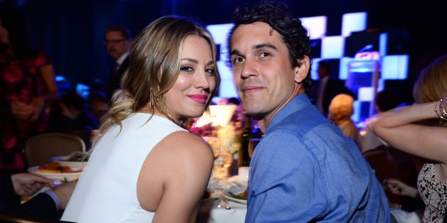 Kaley Cuoco, left, and Ryan Sweeting pose in the audience at the 22nd annual "A Night At Sardi's" to benefit the Alzheimer's Association at the Beverly Hilton Hotel on Wednesday, March 26, 2014, in Beverly Hills, Calif. (Photo by Jordan Strauss/Invision for Alzheimer's Association/AP Images)