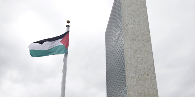 The State of Palestine flag flies for the first time at U.N. headquarters, Wednesday, Sept. 30, 2015. (AP Photo/Seth Wenig)