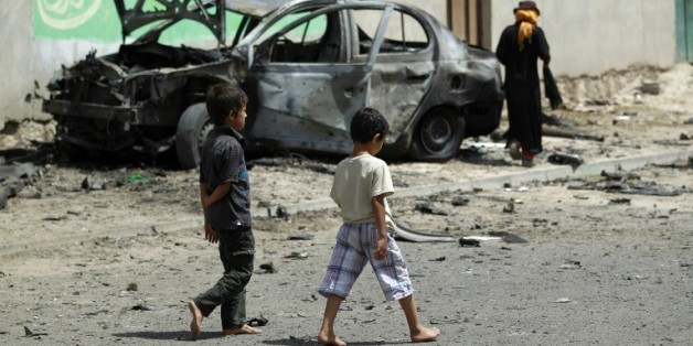 Deux enfants dans les rues de Sanaa au Yémen, le 18 juin 2015