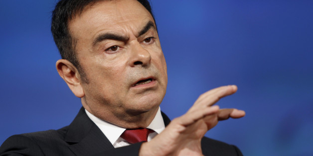 Chairman and CEO of Renault-Nissan Carlos Ghosn, center, speaks on the launch of Renaultâs new car âKwidâ, in Chennai, India, Wednesday, May 20, 2015. French car maker Renault unveiled on Wednesday the affordable small car in India priced between Indian Rupees 300,000 (US$ 4700) and Indian Rupees 400,000 (US$ 6264). (AP Photo/Arun Sankar K.)