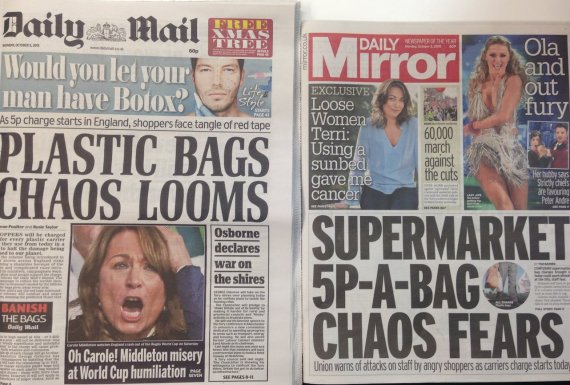 Plastic Bag Charges 'Chaos' In Daily Mail And Mirror Prompt Predictable ...