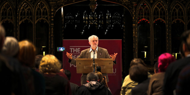 MANCHESTER, ENGLAND - OCTOBER 05: Labour Leader Jeremy Corbyn attends a 'People's Post' rally organised by the Communications Workers Union at Manchester Cathedral on October 5, 2015 in Manchester, England. Protesters and anti-austeruty campaigners are continuing their demonstrations outside Manchester Central as the 2015 Conservative autumn conference continues. (Photo by Christopher Furlong/Getty Images)