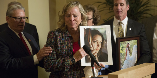 FILE - In this Sept. 11, 2015 file photo, Debbie Ziegler, mother of Brittany Maynard, speaks to the media after the passage of legislation, which would allow terminally ill patients to legally end their lives, at the state Capitol in Sacramento, Calif. The measure to allow doctors to prescribe life-ending medication succeeded on its second attempt after the heavily publicized case of Maynard, the woman with brain cancer who moved to Oregon to legally take her life. California will become the fif