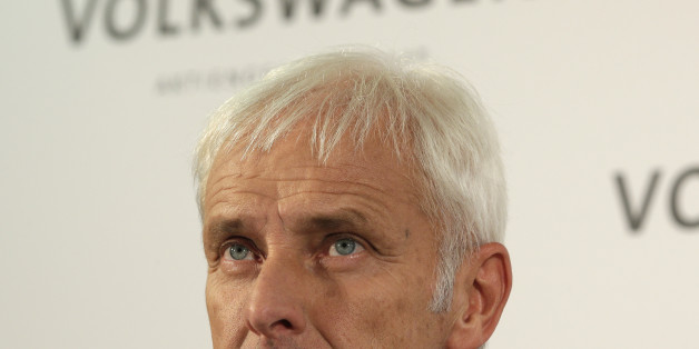 Newly appointed Volkswagen CEO Matthias Mueller looks on during a press statement after a meeting of Volkswagen's supervisory board in Wolfsburg, Germany, Friday, Sept. 25, 2015, after CEO Martin Winterkorn resigned on Wednesday amid an emissions scandal. (AP Photo/Michael Sohn)