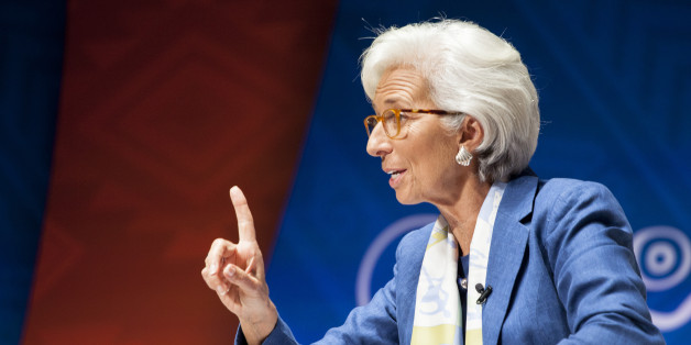 Christine Lagarde, managing director of the International Monetary Fund (IMF), speaks at a panel discussion on climate change during the World Bank Group and International Monetary Fund (IMF) annual meetings in Lima, Peru, on Wednesday, Oct. 7, 2015. Aid for projects designed to help developing nations cut emissions and cope with global warming rose to $62 billion last year, suggesting richer nations are starting to make good on their promises to boost payments to $100 billion by 2020. Photographer: Guillermo Gutierrez/Bloomberg via Getty Images