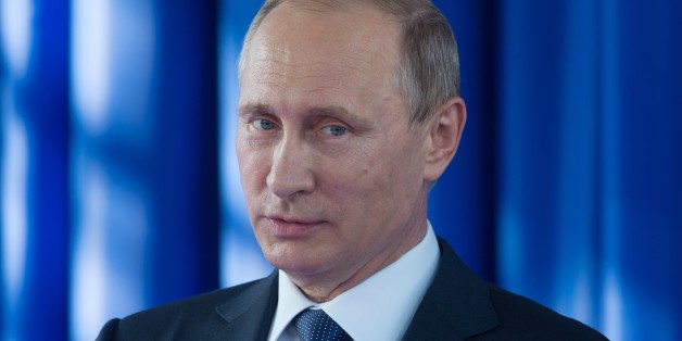 Russian President Vladimir Putin attends a launching ceremony of a technical tunnel of the Sheskharis oil shipment terminal in Novorossiisk, southern Russia, Thursday, Aug. 20, 2015. (Sergei Guneyev/RIA-Novosti, Kremlin Pool Photo via AP)