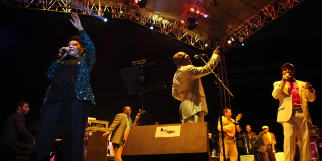 Cuba's singer Omara Portuondo, left, performs with Buena Vista Social Club at the Plaza de Toros Mexico in Mexico City, late Tuesday Nov. 8, 2011. (AP Photo/Alexandre Meneghini)