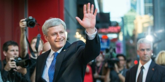 Le Premier ministre conservateur, Stephen Harper, juste avant un débat électoral, à Toronto le 6 août 2015