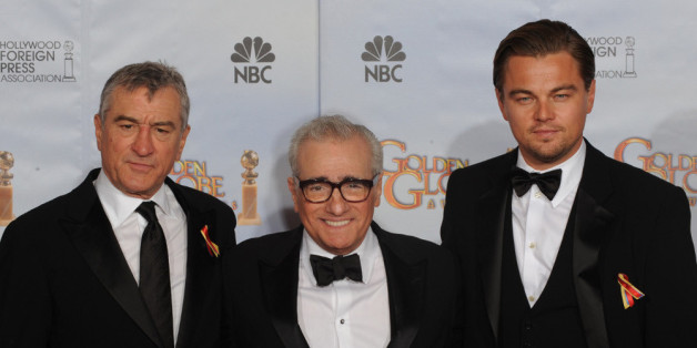 Robert de Niro, Martin Scorsese und Leonardo DiCaprio (v.l.) bei den 67. Golden Globe Awards in Beverly Hills.