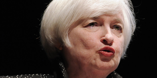 Federal Reserve Chair Janet Yellen speaks on inflation dynamics and monetary policy at the University of Massachusetts, Thursday, Sept. 24, 2015, in Amherst, Mass. The talk comes one week after the central bank decided to keep interest rates at record low, in part because of persistently low inflation. (AP Photo/Jessica Hill)