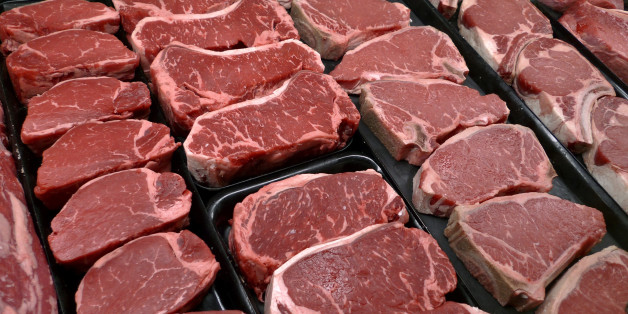 FILE - In this Jan. 18, 2010 file photo, steaks and other beef products are displayed for sale at a grocery store in McLean, Va. The meat industry is seeing red over the dietary guidelines. The World Health Organizationâs cancer agency says Monday Oct.26, 2015 that processed meats such as ham and sausage can lead to colon and other cancers, and red meat is probably cancer-causing as well. (AP Photo/J. Scott Applewhite, File)