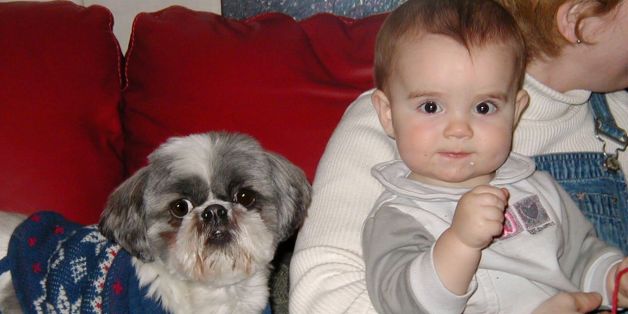 Baby & dog, staring at me