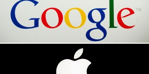 Montage photo des logos de Google et d'Apple