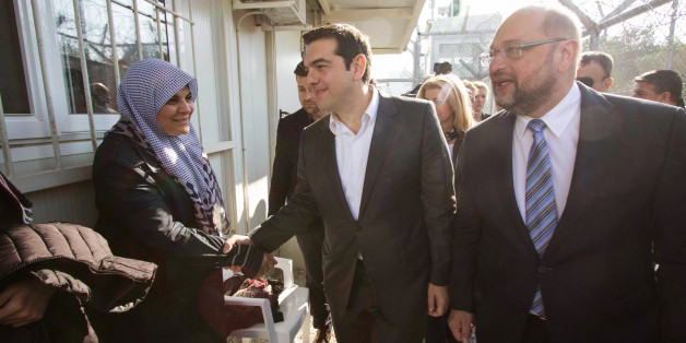 Der griechische Premierminister Alexis Tsipras und EU-Paralemantspräsident Martin Schulz auf Lesbos