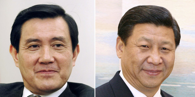 FILE - This combination of file photos show Taiwan's President Ma Ying-jeou, left, and China's President Xi Jinping. Taiwan's Ma and China's Xi are the first leaders from the two sides to meet since their territories split during the Chinese civil war in 1949. Ma is the successor to Chiang Kai-shek, whose Nationalists retreated to the island, while Xi now leads Mao Zedong's victorious Communists, who set up government in Beijing. (AP Photo/File)