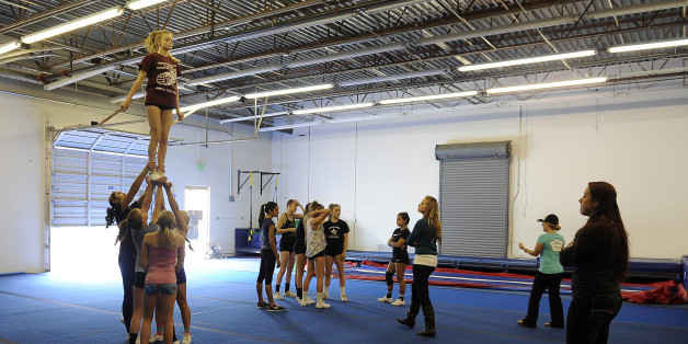THORNTON, CO - OCTOBER 5: Students with Horizon High School train at Empire Athletics on October 5, 2015, in Thornton, Colorado. Empire Athletics offers classes in gymnastics and cheerleading. (Photo by Anya Semenoff/The Denver Post via Getty Images)