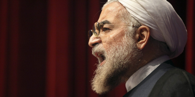 Iran's former nuclear negotiator, Hasan Rohani, a potential front-runner in the presidential race, speaks at a campaign rally in Tehran, Iran, Thursday, April 11, 2013. Rohani suggested he would seek better relations with the West in efforts to lessen international showdowns. (AP Photo/Vahid Salemi)