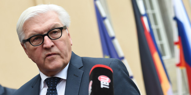 German Foreign Minister Frank-Walter Steinmeier speaks to journalists at the foreign ministry's guest house in Berlin, Germany, Friday Nov. 6, 2015. Germanyâs foreign minister is meeting his Russian, Ukrainian and French counterparts in an effort to keep up momentum toward fulfilling a peace deal for eastern Ukraine. ( Britta Pedersen/Pool Photo via AP)