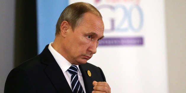 ANTALYA, TURKEY - NOVEMBER 16: Russian President Vladimir Putin makes a speech following the G20 Antalya Summit on November 16, 2015 in Antalya, Turkey. World leaders are attending the two-day G20 summit in Turkey in the wake of the Paris terror attacks. The Syrian conflict, the migration crisis and the threat of Islamic State are expected to top the agenda. (Photo by Sasha Mordovets/Getty Images)