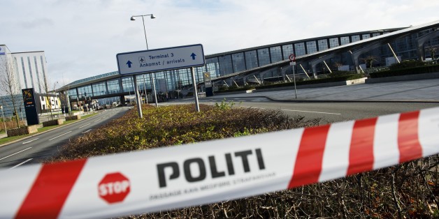 A barrier tape of the police is seen outside terminal 3 at Kastrup airport in Copenhagen on November 18, 2015. Danish police evacuated one of two terminals at Copenhagen's Kastrup Airport because of a suspicious bag, airport officials and police said. AFP PHOTO / JONATHAN NACKSTRAND (Photo credit should read JONATHAN NACKSTRAND/AFP/Getty Images)