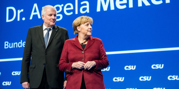 Angela Merkel und Horst Seehofer auf dem CSU-Parteitag in München