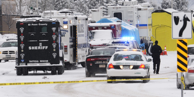 COLORADO SPRINGS,CO - November 28: The investigation begins at the scene of a shooting at the Colorado Planned Parenthood clinic November 28, 2015. Authorities identified the suspect as Robert Lewis Dear who shot and killed a University of Colorado Colorado Springs police officer Garrett Swasey and two other people Friday November 27, 2015. Several others were injured during the shootout including several Colorado Springs police officers. Photo by Andy Cross/The Denver Post via Getty Images