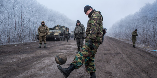 Ukrainische Soldaten während eines Waffenstillstands