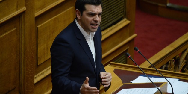ATHENS, GREECE - 2015/12/06: Prime Minister of Greece Alexis Tsipras talks to the Greek Parliament. Greek lawmakers voted for the 2016 Greek State Budget. (Photo by George Panagakis/Pacific Press/LightRocket via Getty Images)