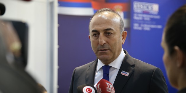 BELGRADE, SERBIA - DECEMBER 3: Turkish Foreign Minister Mevlut Cavusoglu answers the media questions after a bilateral meeting with his Russian counterpart Sergey Lavrov during the 22nd OSCE Ministerial Council in Belgrade, Serbia on December 3, 2015. (Photo by Abdulhamid Hosbas/Anadolu Agency/Getty Images)